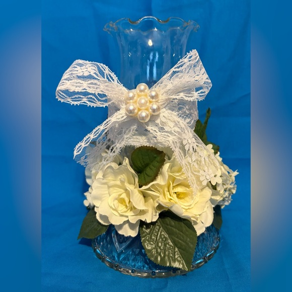 Elegant Lace and Pearl Floral Arrangement - Picture 1 of 5